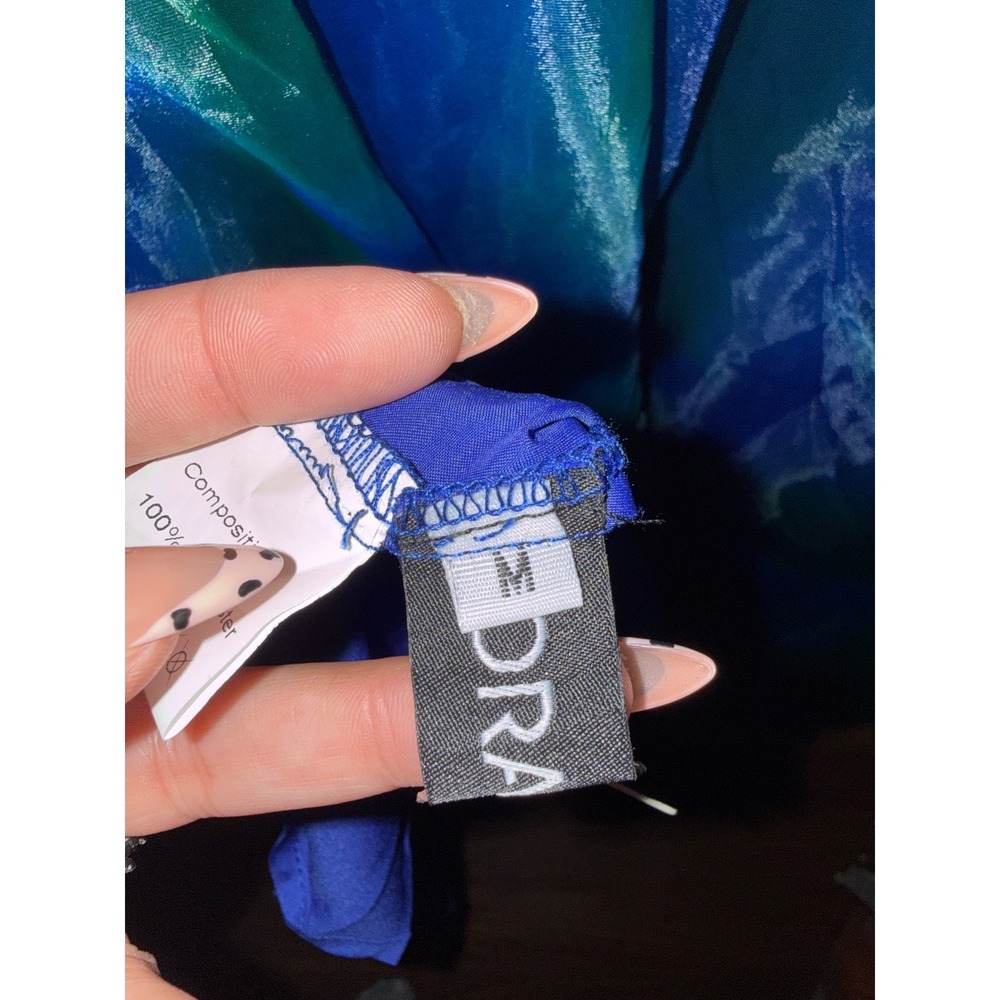 NWT Blue Green Watercolor Organza Maxi Dress Feather fairycore gala mermaid - Picture 9 of 9